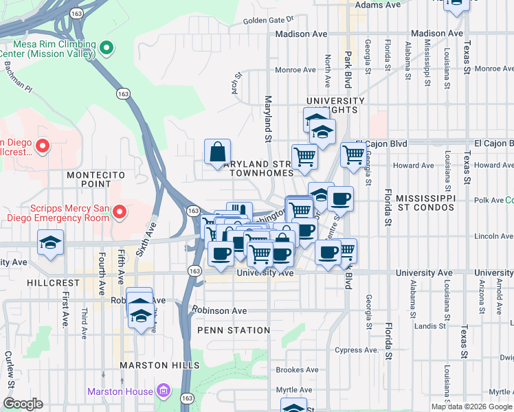map of restaurants, bars, coffee shops, grocery stores, and more near 1288 Johnson Avenue in San Diego