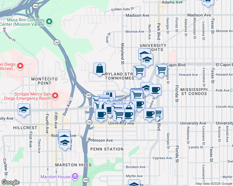 map of restaurants, bars, coffee shops, grocery stores, and more near 1288 Johnson Avenue in San Diego