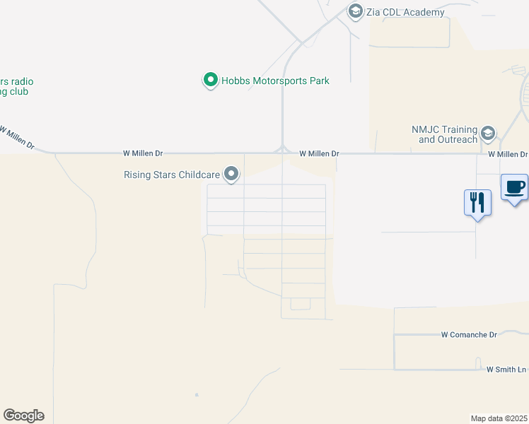 map of restaurants, bars, coffee shops, grocery stores, and more near Hardtack Road in Hobbs