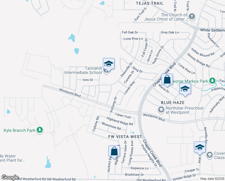 map of restaurants, bars, coffee shops, grocery stores, and more near 817 Village Point Lane in Fort Worth