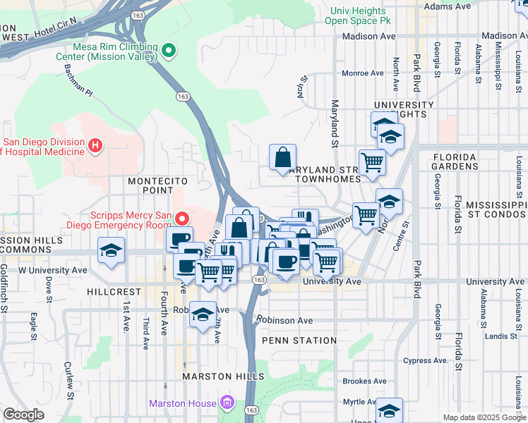 map of restaurants, bars, coffee shops, grocery stores, and more near 1012 Lincoln Avenue in San Diego