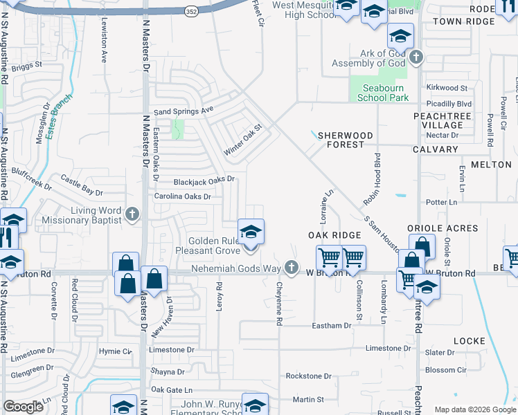 map of restaurants, bars, coffee shops, grocery stores, and more near 2324 Cablewood Circle in Dallas