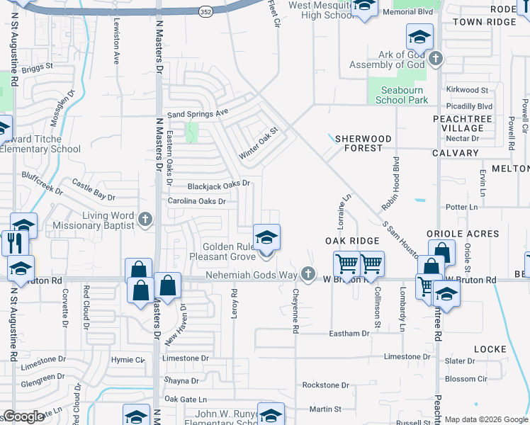 map of restaurants, bars, coffee shops, grocery stores, and more near 10544 Blackjack Oaks Drive in Dallas