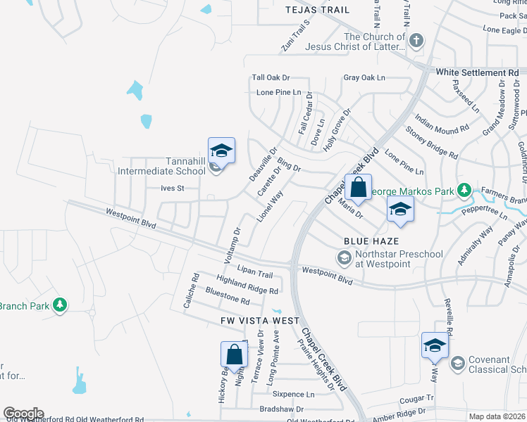 map of restaurants, bars, coffee shops, grocery stores, and more near 729 Lionel Way in Fort Worth