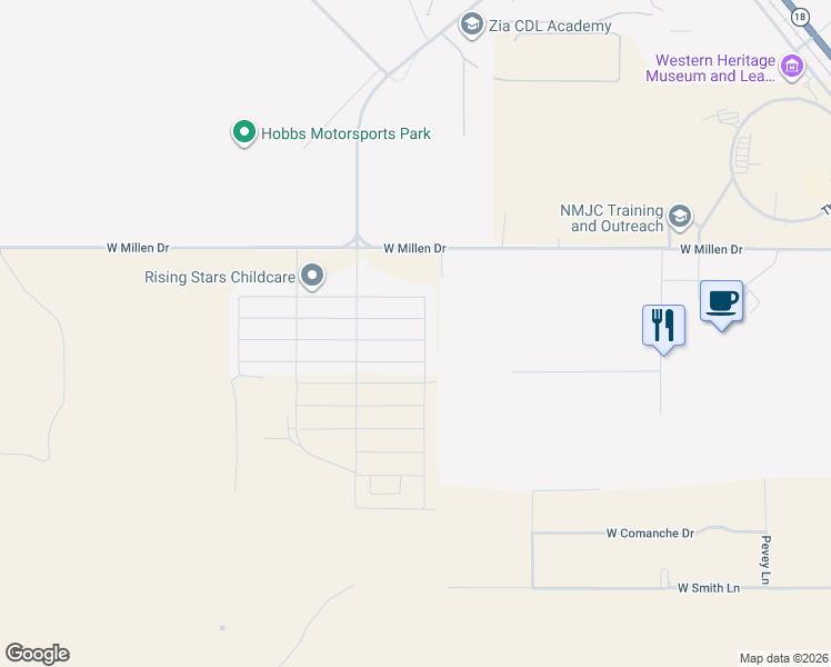 map of restaurants, bars, coffee shops, grocery stores, and more near 4719 West Dark Horse Road in Hobbs
