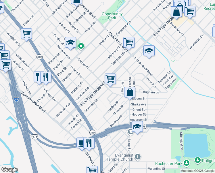 map of restaurants, bars, coffee shops, grocery stores, and more near 2523 Lawrence Street in Dallas
