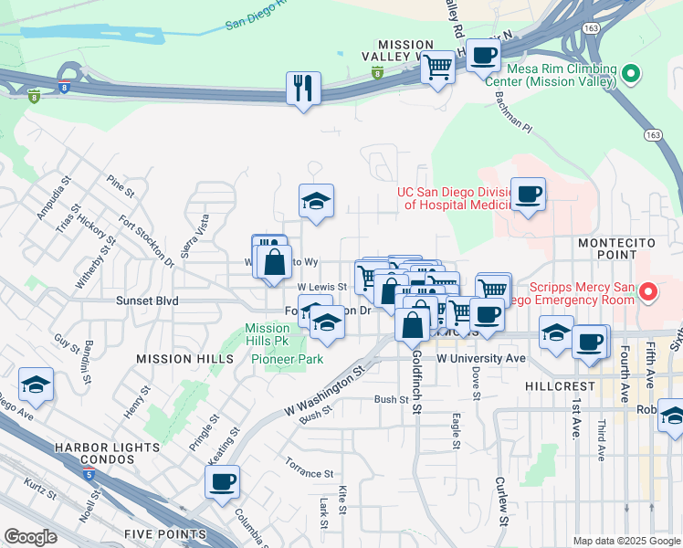 map of restaurants, bars, coffee shops, grocery stores, and more near 4140 Ingalls Street in San Diego