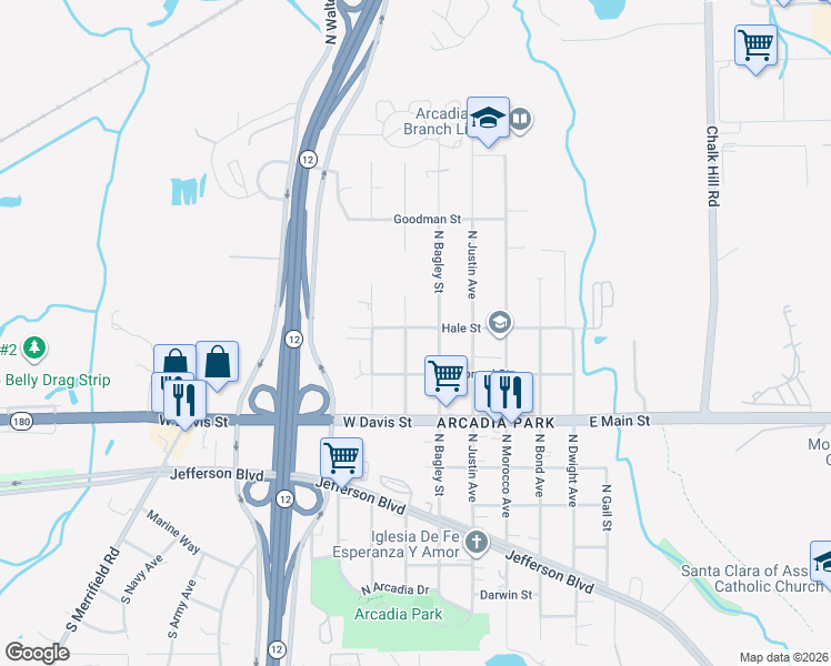 map of restaurants, bars, coffee shops, grocery stores, and more near 918 North Tillery Avenue in Dallas