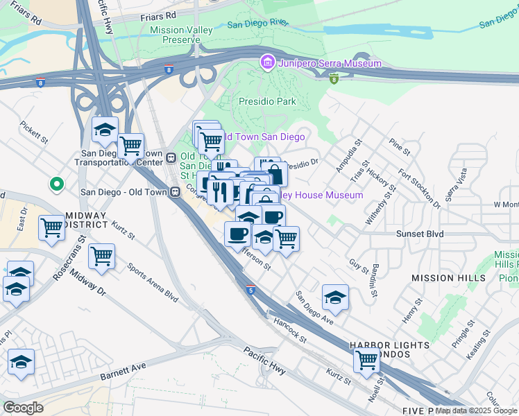 map of restaurants, bars, coffee shops, grocery stores, and more near 3998 Conde Street in San Diego