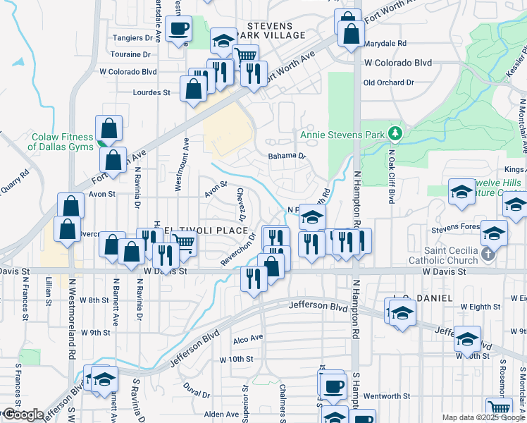 map of restaurants, bars, coffee shops, grocery stores, and more near 914 Avon Street in Dallas