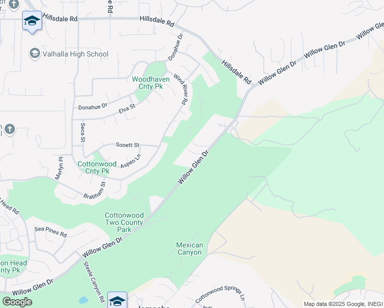 map of restaurants, bars, coffee shops, grocery stores, and more near 2846 Willow Glen Drive in El Cajon