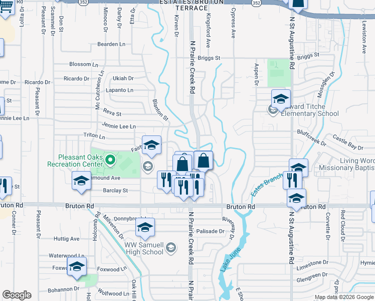 map of restaurants, bars, coffee shops, grocery stores, and more near 9141 Fairhaven Ln in Dallas