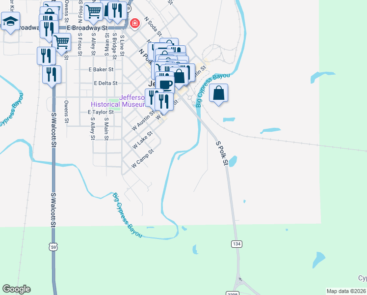 map of restaurants, bars, coffee shops, grocery stores, and more near 352 Berea 3 in Jefferson