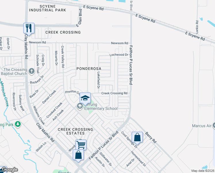 map of restaurants, bars, coffee shops, grocery stores, and more near 1107 Eagle Mountain Drive in Mesquite