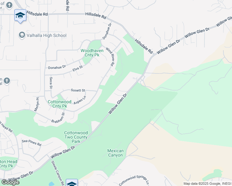 map of restaurants, bars, coffee shops, grocery stores, and more near 2846 Willow Glen Drive in El Cajon