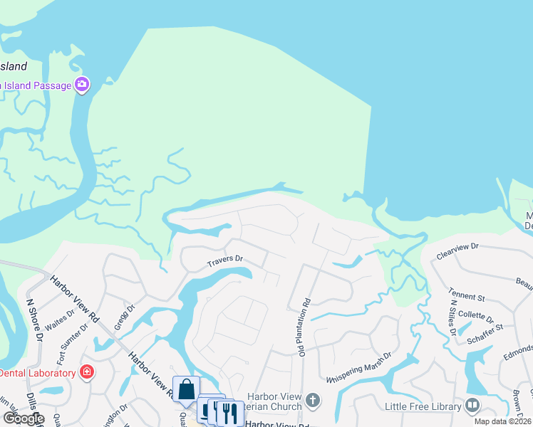 map of restaurants, bars, coffee shops, grocery stores, and more near 964 White Point Boulevard in Charleston