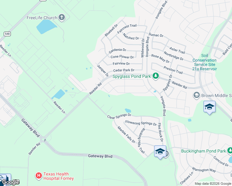 map of restaurants, bars, coffee shops, grocery stores, and more near 3010 Whitetail Circle in Forney