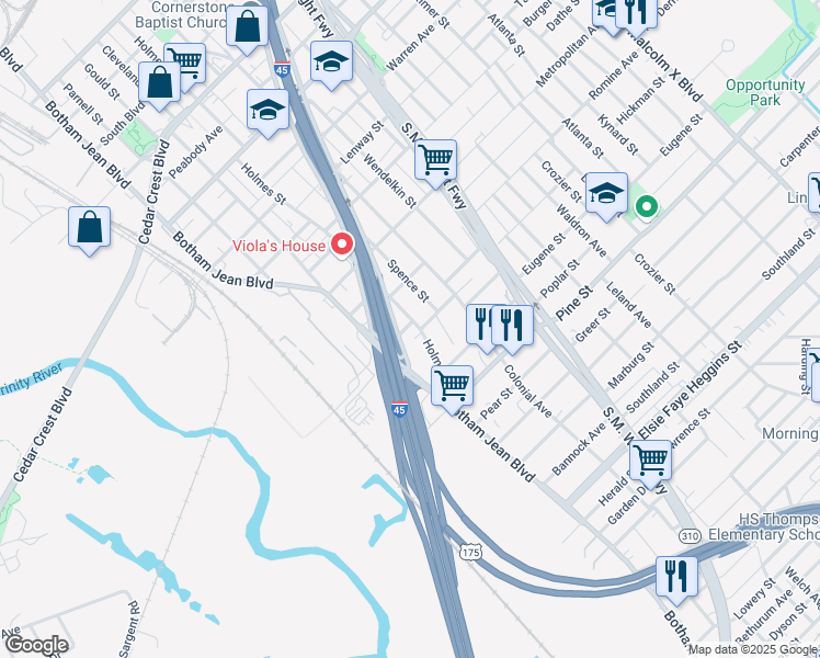 map of restaurants, bars, coffee shops, grocery stores, and more near 3917 Holmes Street in Dallas