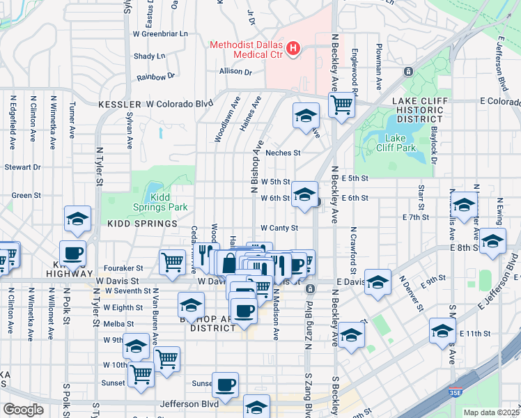 map of restaurants, bars, coffee shops, grocery stores, and more near in Dallas