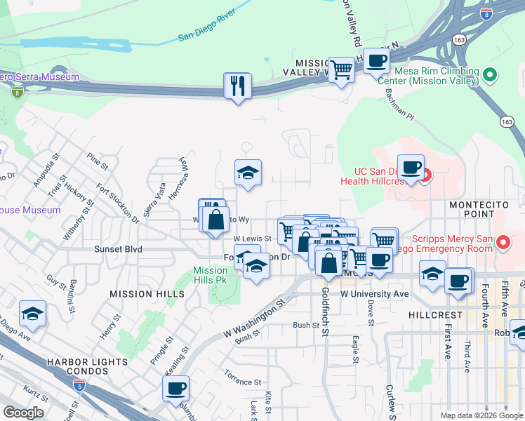 map of restaurants, bars, coffee shops, grocery stores, and more near 4170 Ingalls Street in San Diego
