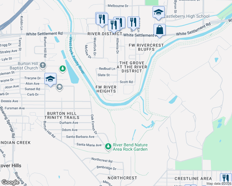 map of restaurants, bars, coffee shops, grocery stores, and more near 513 Sheer Bliss Lane in Fort Worth