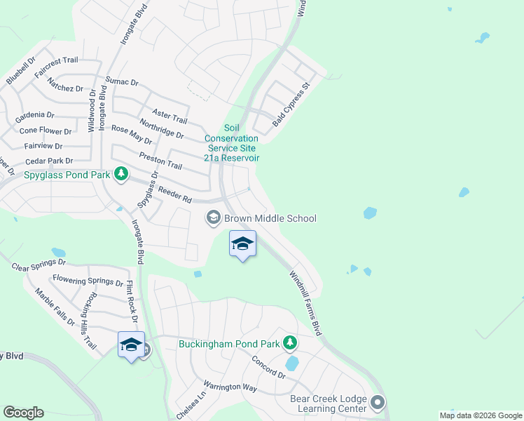 map of restaurants, bars, coffee shops, grocery stores, and more near 5100 Royal Springs Drive in Forney