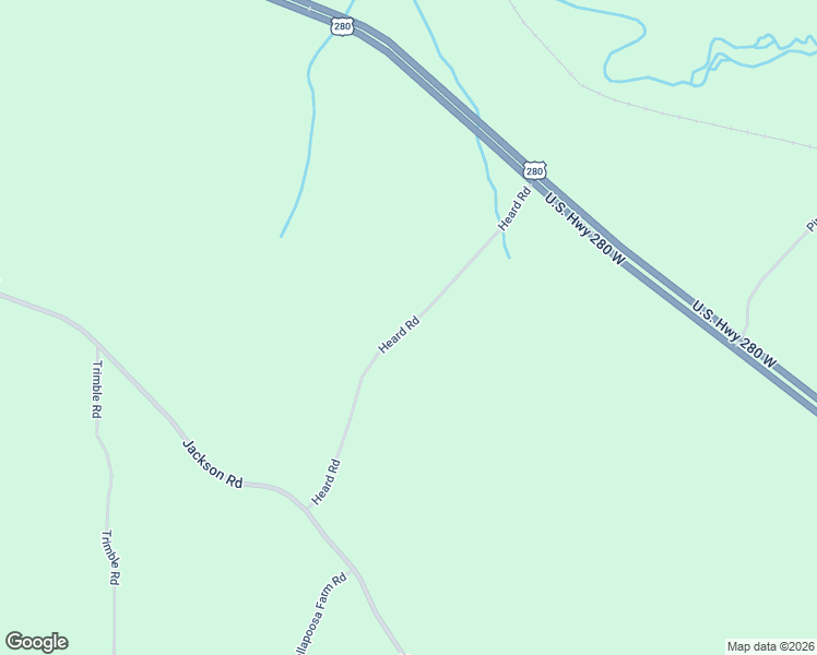 map of restaurants, bars, coffee shops, grocery stores, and more near Heard Road in Tallapoosa County