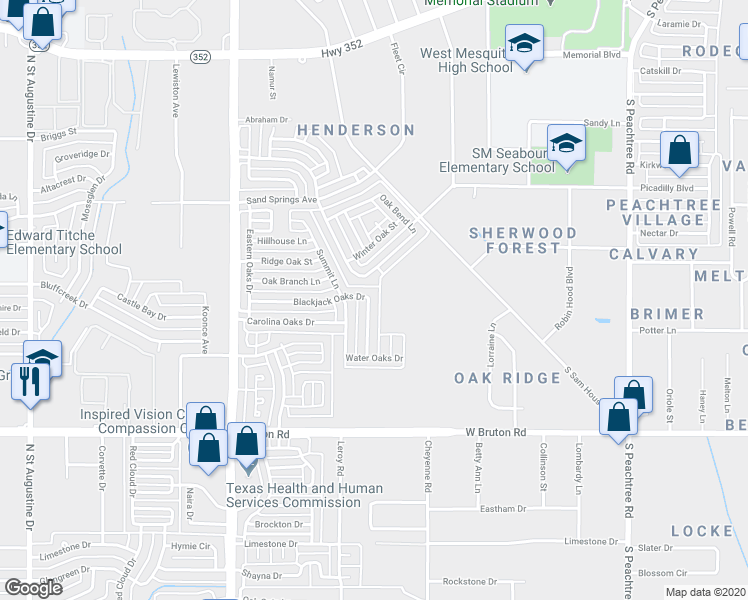map of restaurants, bars, coffee shops, grocery stores, and more near 10508 Blackjack Oaks Drive in Dallas