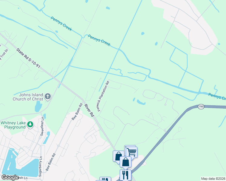 map of restaurants, bars, coffee shops, grocery stores, and more near 1504 Royal Colony Road in Johns Island