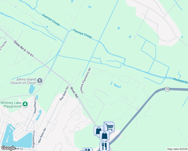 map of restaurants, bars, coffee shops, grocery stores, and more near 1504 Royal Colony Road in Johns Island