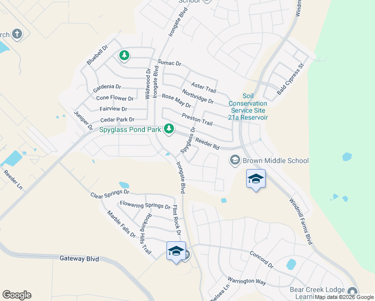 map of restaurants, bars, coffee shops, grocery stores, and more near 3003 Spyglass Drive in Forney