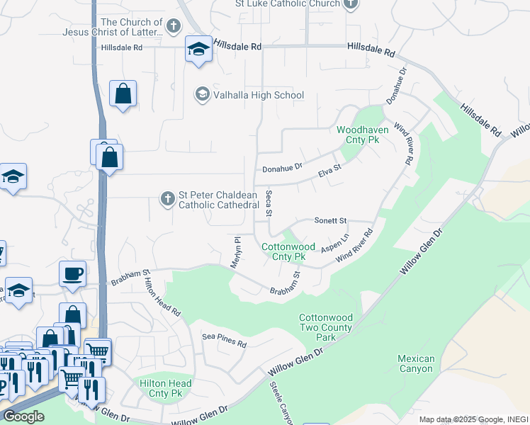 map of restaurants, bars, coffee shops, grocery stores, and more near 2030 Seca Street in El Cajon