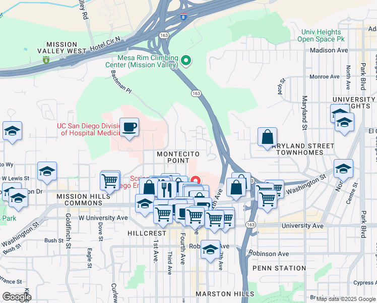 map of restaurants, bars, coffee shops, grocery stores, and more near 4204 Fifth Avenue in San Diego