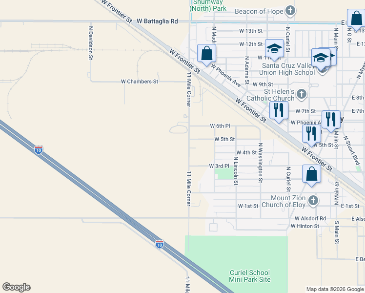 map of restaurants, bars, coffee shops, grocery stores, and more near 450 11 Mile Corner in Eloy