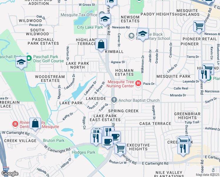 map of restaurants, bars, coffee shops, grocery stores, and more near 1027 South Beltline Road in Mesquite