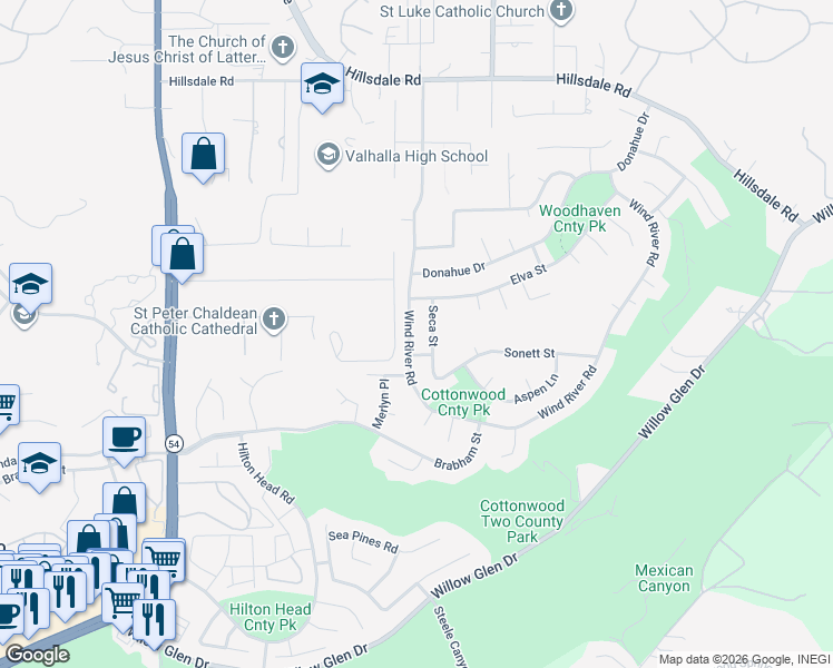 map of restaurants, bars, coffee shops, grocery stores, and more near 2022 Seca Street in El Cajon