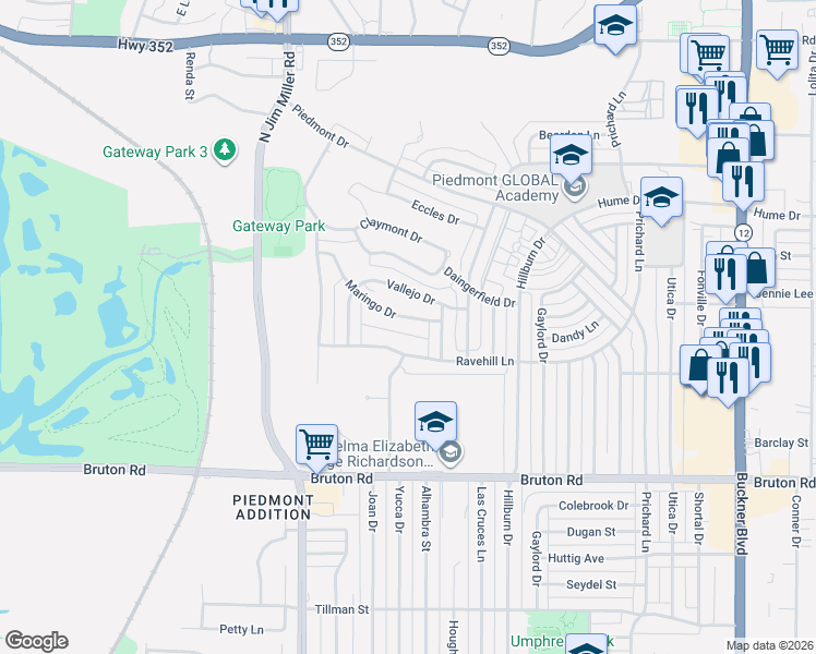 map of restaurants, bars, coffee shops, grocery stores, and more near 7410 Maringo Drive in Dallas