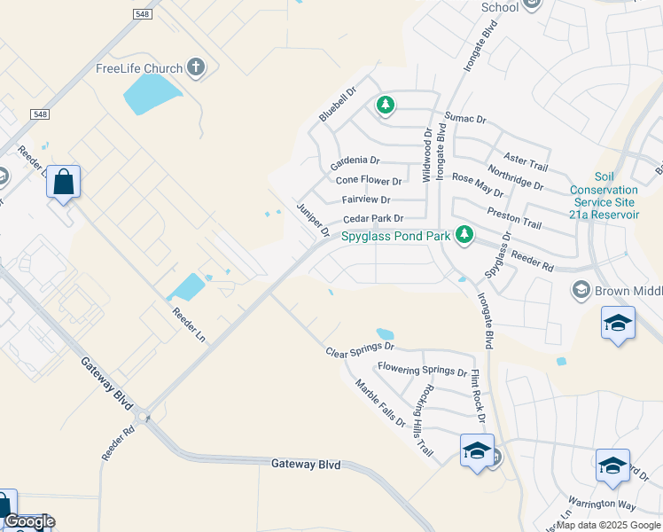 map of restaurants, bars, coffee shops, grocery stores, and more near 4172 Perch Drive in Forney