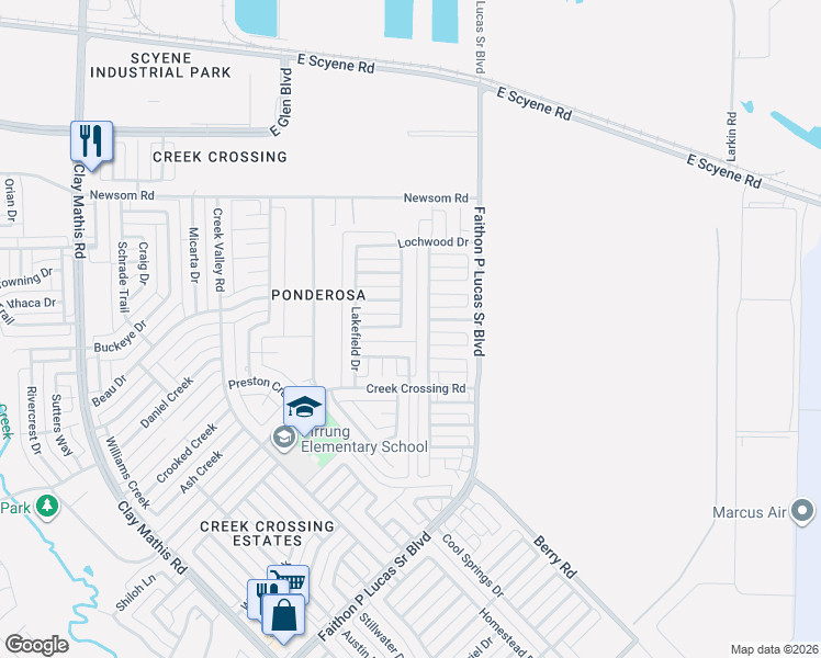 map of restaurants, bars, coffee shops, grocery stores, and more near 1013 Hampstead Drive in Mesquite