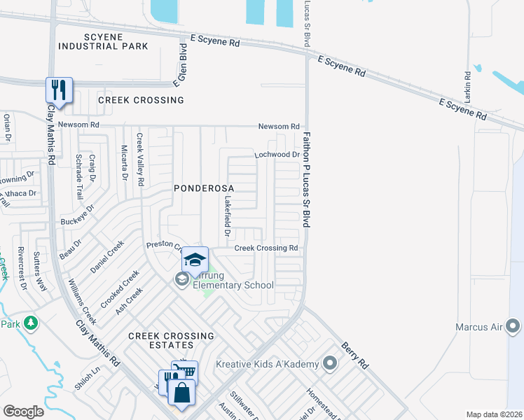 map of restaurants, bars, coffee shops, grocery stores, and more near 1013 Hampstead Drive in Mesquite