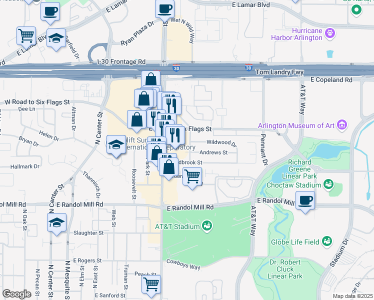 map of restaurants, bars, coffee shops, grocery stores, and more near 1306 New Haven St in Arlington