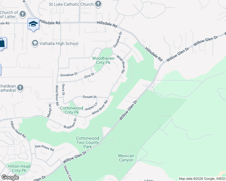 map of restaurants, bars, coffee shops, grocery stores, and more near 2530 Wind River Road in El Cajon