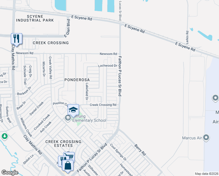 map of restaurants, bars, coffee shops, grocery stores, and more near 3304 Springwell Dr in Mesquite