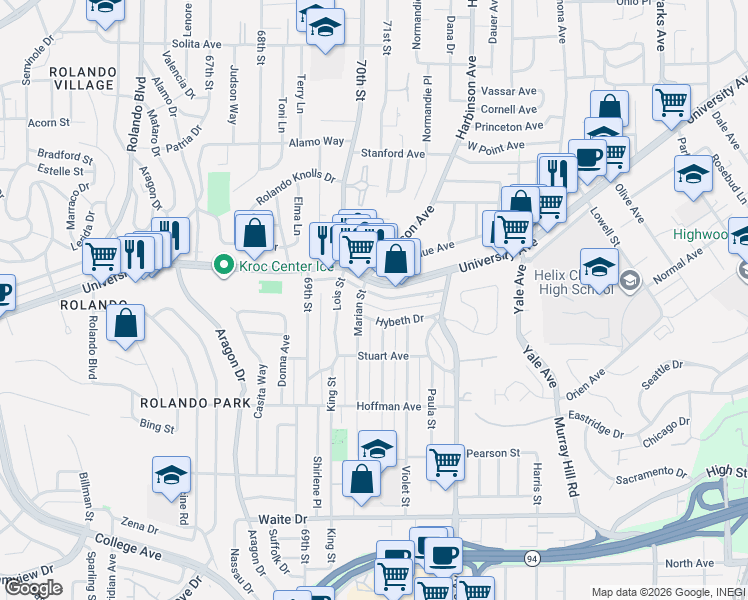 map of restaurants, bars, coffee shops, grocery stores, and more near 7025 Boulevard Drive in La Mesa