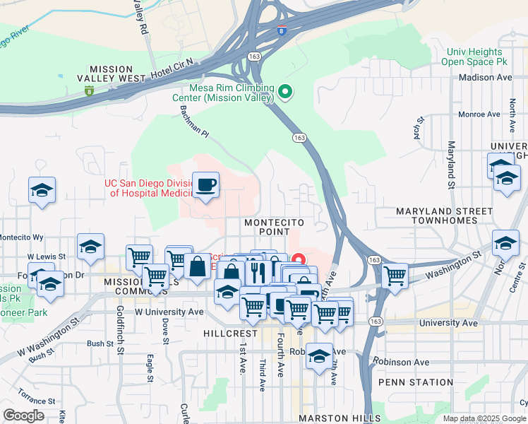 map of restaurants, bars, coffee shops, grocery stores, and more near 4204 3rd Avenue in San Diego