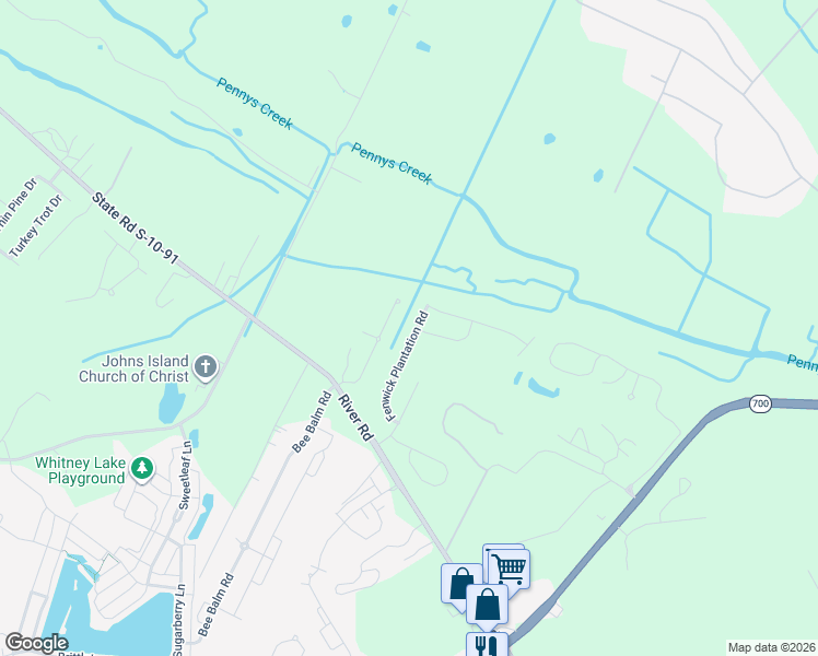 map of restaurants, bars, coffee shops, grocery stores, and more near 1284 Fenwick Plantation Road in Johns Island