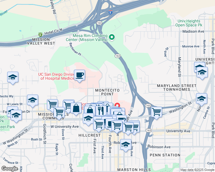 map of restaurants, bars, coffee shops, grocery stores, and more near 4217-21 Third Avenue in San Diego