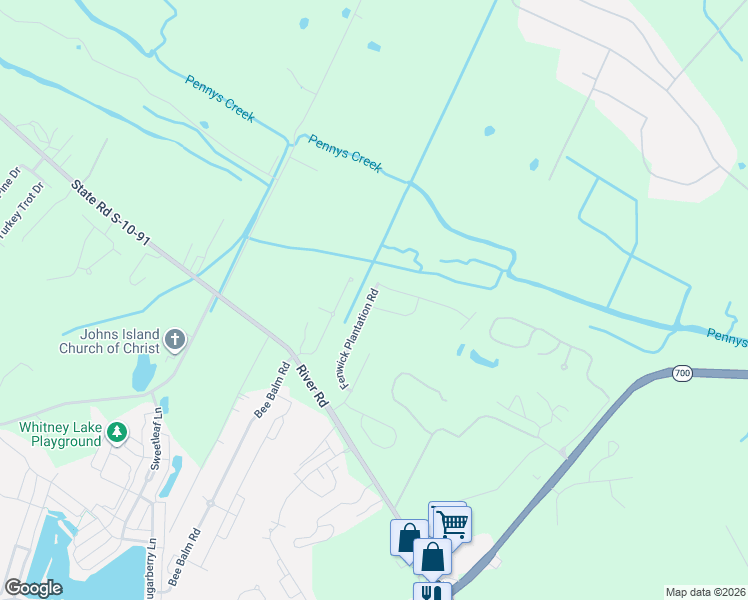 map of restaurants, bars, coffee shops, grocery stores, and more near 1504 Royal Colony Road in Johns Island