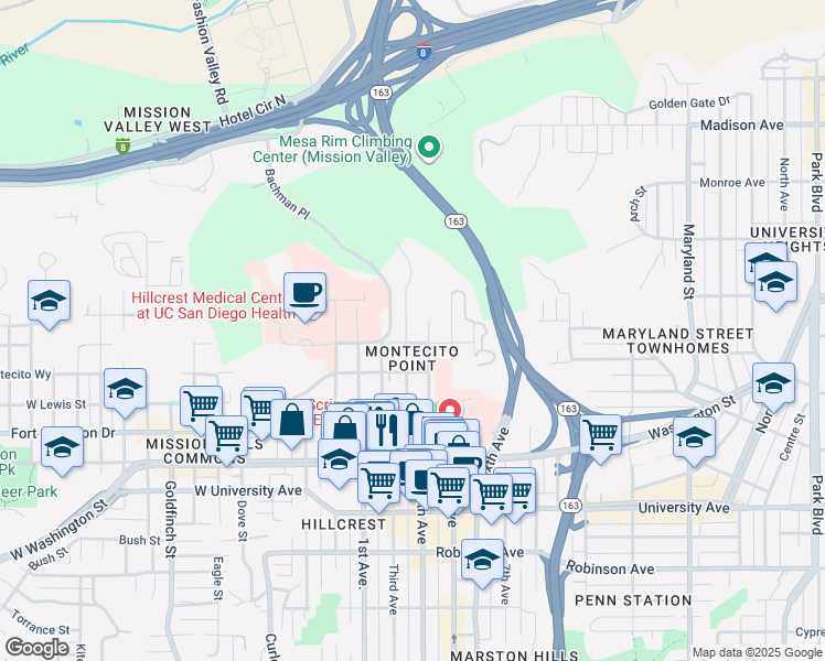 map of restaurants, bars, coffee shops, grocery stores, and more near 4217-21 Third Avenue in San Diego