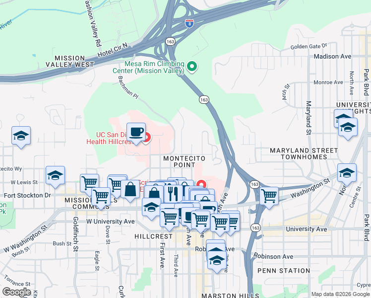 map of restaurants, bars, coffee shops, grocery stores, and more near 4217-21 Third Avenue in San Diego